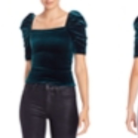 AQUA Velvet Square-Neck Puff Sleeve Top - Picture 2 of 7